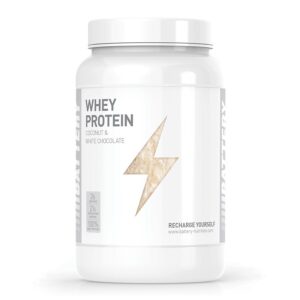 battery whey protein coconut and white chocolate